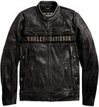 Men’s Retro H-D Harley Vintage Motorcycle Leather Jacket, Classic Biker Wear Cafe Racer Leather Jacket for Men, Distressed Black Iii, Large