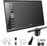 UGEE Graphics Drawing Tablet, M708 10 x 6 inch Large Drawing Tablet with 8 Hot Keys, Passive Stylus of 8192 Levels Pressure, M708 Graphics Tablet for Paint, Design, Art Creation Sketch Black