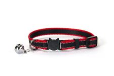 Burgham Simon's Cat Collars Breakaway with Bell,Safety Buckle,Snag Free,Soft,Durable and Fully Adjustable Size 7-11in (Reflective Red)