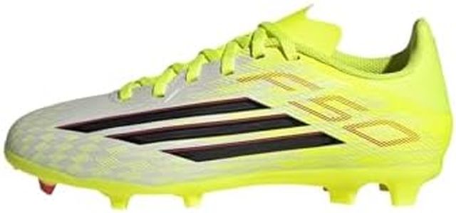 adidas Unisex Kids F50 League Firm Ground/Multi Ground Football Boots Kids, Team Solar Yellow 2 Core Black Lucid Red, 4 US