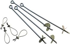 ShelterLogic ShelterAuger 4-Piece 30-Inch Reusable Heavy Duty Steel Earth Auger Anchor Kit with 4 Clamp-on Wire Tie-Downs for Anchoring Shelters, Canopies, and Instant Garages, Silver