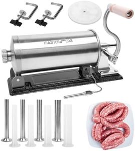 MASTER FENG Horizontal Sausage Stuffer Machine Stainless Steel Sausage Maker Packed with 8 Stuffing Funnels and 1 Silicone Piston 6.0LBS Capacity