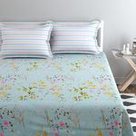 VAS COLLECTIONS Kingston Collection 1 King Size Bedsheet with 2 King Size Pillow Covers| Luxury Soft Sheets, Breathable, Shrinkage (3pcs Set) |108x108 inches or 274x274 cm-Light Green