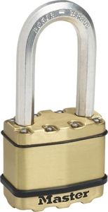 Master Lock Excell Heavy Duty Padlock with Key and Extra-Long Shackle - Cut-Proof Boron Carbide 51mm Shackle - 50mm Size Wide Lock for Storage Locker, Fence Lock and Gate Lock