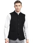 ROCKSY Nehru Jacket, Bandi Modi Koti for Men, Cotton Waistcoat for All Occasion: Diwali, Wedding, Ethnic, Office Party, Formal and casual Look, Color Black, Size 44