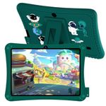 WeTapper Kids Tablet 7'' Android Tablet for Kids 2+32GB ROM with Parental Control 1024x600 IPS Touch Screen Toddler Tablet Dual Camera WiFi 5.0 Children Tablet with Kid-Proof Case (Green)