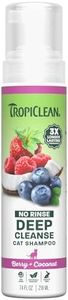 TropiClean Berry & Coconut Waterless Cat Shampoo | Deep Cleansing Dry Shampoo for Cats | Natural Cat Shampoo Derived from Natural Ingredients | Made in the USA | 7.4 oz.