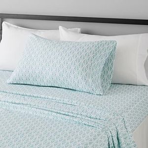 Amazon Basics Lightweight Super Soft Easy Care Microfiber Bed Sheet Set with 36-cm Deep Pockets - Single, Aqua Fern