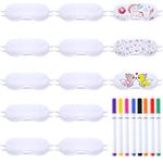 10 Pieces White Eye Sleep Sublimation Coverings Sleep Shade Blindfold Soft Eye Covering Color Your Own Eye Covering with 8 Pieces Fabric Marker Pens for Sleeping Travel Team Games Party Supply