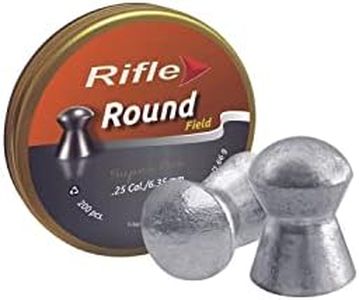 Rifle Field Round Nose Air Gun Pellets | .25 Caliber | 26.4 gr | Rounded Head for Target Shooting and Hunting | 200 Count