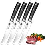 SHAN ZU Kitchen Steak Knives Set Japanese Steak Knives Sets of 4, High Carbon Super Sharp Steak Knives German Stainless Steel Knife with 15°Double Sides Edge & Ergonomic Pakkawood Handle