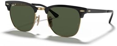 Ray-Ban Unisex Sunglasses Black On Gold Frame, Green Lenses, 51MM