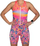 Zoot Women's LTD Tri SLVS Fz Racesuit, Sleeveless Cycle Race Swim Bike Run Tri Suit, Padded Chamois, Pockets, UPF 50+ Fabric - Club Aloha - Large