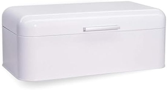 Culinary Couture Extra Large Glossy White Bread Box for Kitchen Countertop - Holds 2 Bread Loaves! - 16.5" x 9" x 6.5" - Stainless Steel Vintage Bread Boxes for Kitchen Counters