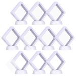 Skelang 10 Pcs Coin Display Case, 3d Floating Display Frame, Floating Display Case for Coin, Stamp, Jewelry, 7×7 cm (White)