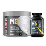 MuscleBlaze Creatine Monohydrate CreAMP™ with CreAbsorb™ (100g, Unflavoured) | Trustified Certified & Omega 3 Fish Oil Capsules 1000mg (30 Capsules) | With 180mg EPA & 120mg DHA | Combo Pack