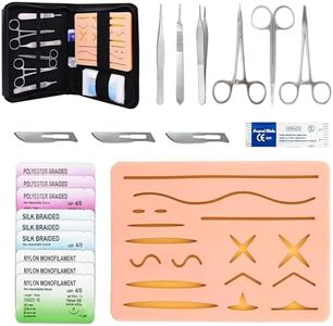 Suture Practice Kit for Medical Students - TopExer Suturing Kit (20 Pieces) with Durable Silicone Suturing Pad Includes 17 Pre-Cut Wounds Suture Tools Practice Suture Threads and Needles