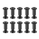 uxcell Screw Post Fit for 5/16"(8mm) Hole Dia, Male M6x12mm Belt Buckle Binding Bolts Leather Fastener Carbon Steel Black 10 Sets