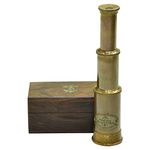 6” Brass Spyglass Telescope with Wooden Box Best for Gift Vintage Monocular for Navigation Voyage View Watching Games Travel Hiking Hunting, Nautical Décor by Blue Globe Export