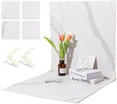 BEIYANG 2 Marble 24x24in Photography Backdrop Boards with 2 PCS Bracket for Flat Lay or Food Photography Background Marble and White Backdrop Photo Table Backdrop