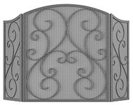 Fire Beauty Fireplace Screen 3 Panel Wrought Iron Metal 48"(L) x30(H) Spark Guard Cover(Pewter)