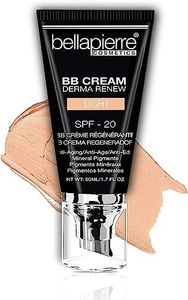 bellapierre BB Cream with SPF 20 - Tinted Sunscreen, Concealer, Matte Foundation, & Moisturizing Face Cream | Lightweight Formula + Pump Top Applicator | Non-Toxic & Paraben Free | 1.7 Oz - Light
