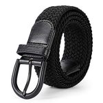 JASGOOD Braided Canvas Stretch Belt Elastic Casual Belt for Men,Women,Junior 1.3 Inch Wide (Black,Pants Size 32-38 Inch)