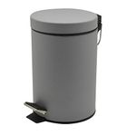 Optimal Products Stainless Steel Pedal Bin For Kitchen Bathroom Toilet Home Office Rubbish Paper Basket Tray Toilet Brush (Grey, 3 Litre Pedal Bin)