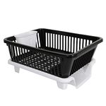 Cutting EDGE Plastic Neo Durable Kitchen Sink, Dish Rack Drainer, Drying Rack Design 4 Washing Basket with Tray for Kitchen, Dish Rack Organizers, Utensils Tools (Black & White, Small)