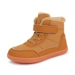 FOGOIN Boys Girls Winter Boots Kids Fur Lined Ankle Snow Boots Childrens Warm Walking Shoes Outdoor 9UK Child,Brown