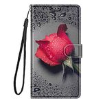 Guxira Flip Case for iPhone SE 2022 5G / iPhone SE 2020 / iPhone 7/8 Cute Pattern Protective Leather Cover, Wallet Case with Card Slots Kickstand Silicone Shockproof Inner Shell - Red Rose