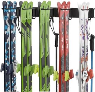 Wallignix Ski Rack, Wall Mounted Ski Storage for Garage Storage Snowboard Organizer System, 10 Pairs of Skis Holder Hangers for Home Shed, Holds Up to 300lbs