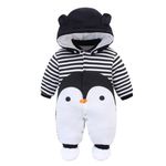 Newborn Baby Rompers with Footies Hat Boys Girls Jumpsuit Winter Outfits Set, 0-3 Months