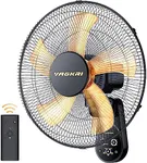VAGKRI Wall Mount Fan, 16 Inch Wall Fan with 5 Blades, 5 Speeds, 8 Hour Timer, 90° Oscillating Quiet Fan with Remote for Home Office Bedroom Living Room Garage