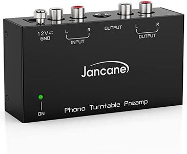 Jancane Phono Preamp for Turntable- Mini Electronic Audio Stereo Phonograph Preamplifier with RCA Input, RCA/TRS Output, Low Noise Operation, with 12 Volt DC Adapter