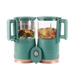 Babymoov Duo Meal Glass Food Maker - Baby Food Processor with Built-in Glass Steamer, Stainless Steel Basket, and Glass Blender (Over 6 Cup Capacity), Nutritionist Approved, Green