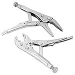 FTVOGUE 2Pcs Small Pliers Straight Jaw Lock Clamp Locking Pliers Set Hand Tools for Gripping Twisting Holding Small Components 4.9/4.3inch