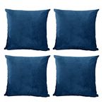 Hafaa Velvet Cushions with Covers Included Sets 8 (4 Navy Cushion Covers 45 x 45, 4 Cushion Inserts) Luxury Decorative Square Throw Pillow Case Sofa Cushion 45cm x 45cm with Invisible Zipper