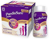 PaediaSure Shake Ready-To-Drink Bottles, 4 x 200ml, Vanilla Flavour, Supplement for Kids with 26 Vitamins & Minerals, Vitamin D, Iron & Protein, Supports Kids’ Healthy Growth & Immunity