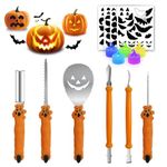 Vicalo Halloween Pumpkin Carving Tools, 15 PCS Pumpkin Carving Kit, Stainless Steel Pumpkin Carving Knife with Candle Carve DIY Halloween Template for Kids & Adults Family Halloween Decoration