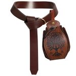 jerbro 2 Medieval Faux Leather Belt + Leather Viking Bag Compass Pattern Purse Viking Dragon Pattern Costume Accessory for Halloween Cosplay Knight Pirate Viking Costume (Phoenix)