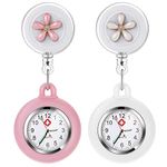 Vintoney 2 Fob Watch,Nurse Watch,Retractable Clip-on Hanging Lapel Watches,Silicone Cover Nurse Fob Watch with Brooch,Nurses Fob Watches for Women,Nurses Doctors