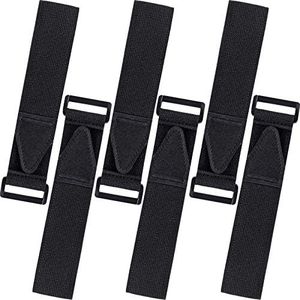 6 Pcs Bicycle Pant Leg Straps Adjustable Cycling Ankle Safety Band Multipurpose Black Elastic Magic Fastening Belt with Buckle for Riding Climbing Fishing Outdoor Sports (1.5”x13.8”)