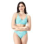 ICONIC DEEVA Cotton Panty Cotton Bras Set for Girl's, Floral Printed Women Lingerie Innerwear Underwear Set for Everyday Use, Pure Cotton Bra & Penty Green