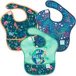 Bumkins SuperBib, Baby Bib, Waterproof, Washable Fabric, Fits Babies and Toddlers 6-24 Months - Jungle (3-Pack)