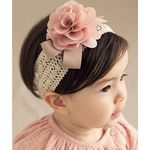 Baby Girl Headbands,Baby Headband with Big Pink Flower, Newborn Headbands and Brow for Baby Girl, Baby Headband Toddler Soft Stretch baby Headbands Girl Flower Hair Accessories for Girls