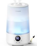 Homvana Humidifiers for Bedroom Home, 3.6 L Cool Mist Top-Fill 34H Super Long Time, Quiet 16dB, Baby Humidifier, Oil Diffuser Large, Plants, Nursery, Office BPA FREE, 7 Color Light (White Water Tank)