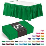 Exquisite Emerald Table Skirt 12 Pack 29" X 14' Disposable Plastic Table Skirts for Rectangle Tables 6ft + or Round Tables - Ruffle Table Skirt with Adhesive Strip - Gender Reveal Decor & Party