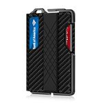 MURADIN Tactical Minimalist Wallet for Men, Slim RFID-Blocking Metal Card Holder, Front Pocket Men’s Nylon Leather Dapper Bifold Wallet with Money Clip, Carbon Fiber, Medium, Minimalist
