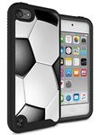 MYTURTLE iPod Touch 7th 6th 5th Generation Case Rugged Hybrid Shockproof Nonslip Cover, Realistic 3D Touch Textured Surface, Sports Fan Series, Soccer